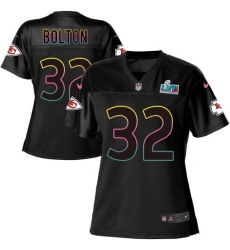 Women's Nike Kansas City Chiefs #32 Nick Bolton Black Super Bowl LVII Patch NFL Fashion Game Jersey