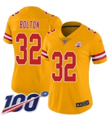 Women's Nike Kansas City Chiefs #32 Nick Bolton Gold Stitched NFL Limited Inverted Legend 100th Season Jersey