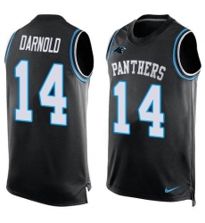 Men's Nike Carolina Panthers #14 Sam Darnold Black Team Color Stitched NFL Limited Tank Top Jersey