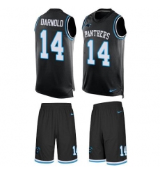 Men's Nike Carolina Panthers #14 Sam Darnold Black Team Color Stitched NFL Limited Tank Top Suit Jersey