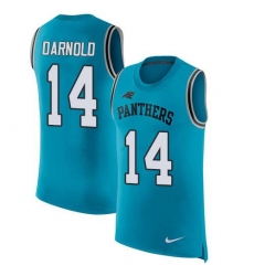 Men's Nike Carolina Panthers #14 Sam Darnold Blue Alternate Stitched NFL Limited Rush Tank Top Jersey