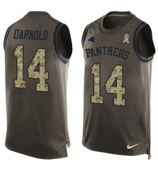 Men's Nike Carolina Panthers #14 Sam Darnold Green Stitched NFL Limited Salute To Service Tank Top Jersey