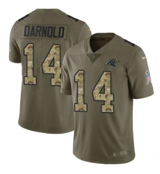 Men's Nike Carolina Panthers #14 Sam Darnold Olive Camo Stitched NFL Limited 2017 Salute To Service Jersey