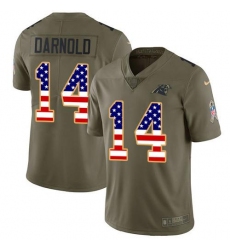 Men's Nike Carolina Panthers #14 Sam Darnold Olive USA Flag Stitched NFL Limited 2017 Salute To Service Jersey