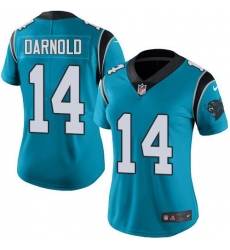 Women's Nike Carolina Panthers #14 Sam Darnold Blue Stitched NFL Limited Rush Jersey