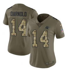 Women's Nike Carolina Panthers #14 Sam Darnold Olive Camo Stitched NFL Limited 2017 Salute To Service Jersey