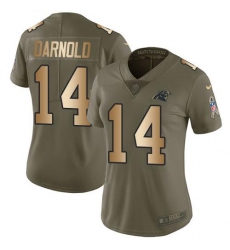 Women's Nike Carolina Panthers #14 Sam Darnold Olive Gold Stitched NFL Limited 2017 Salute To Service Jersey