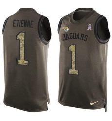 Men's Nike Jacksonville Jaguars #1 Travis Etienne Green Stitched NFL Limited Salute To Service Tank Top Jersey