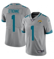 Men's Nike Jacksonville Jaguars #1 Travis Etienne Silver Stitched NFL Limited Inverted Legend Jersey