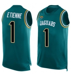 Men's Nike Jacksonville Jaguars #1 Travis Etienne Teal Green Team Color Stitched NFL Limited Tank Top Jersey