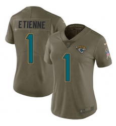 Women's Nike Jacksonville Jaguars #1 Travis Etienne Olive Stitched NFL Limited 2017 Salute To Service Jersey