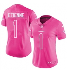 Women's Nike Jacksonville Jaguars #1 Travis Etienne Pink Stitched NFL Limited Rush Fashion Jersey