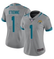 Women's Nike Jacksonville Jaguars #1 Travis Etienne Silver Stitched NFL Limited Inverted Legend Jersey