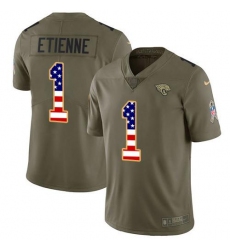 Youth Nike Jacksonville Jaguars #1 Travis Etienne OliveUSA Flag Stitched NFL Limited 2017 Salute To Service Jersey