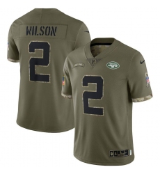 Men's New York Jets #2 Jets Zach Nike 2022 Salute To Service Limited Jersey - Olive