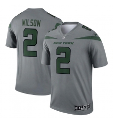 Men's New York Jets #2 Jets Zach Wilson Nike Gray Inverted Legend Jersey