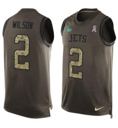 Men's Nike New York Jets #2 Zach Wilson Green Stitched NFL Limited Salute To Service Tank Top Jersey