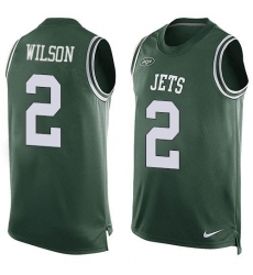 Men's Nike New York Jets #2 Zach Wilson Green Team Color Stitched NFL Limited Tank Top Jersey