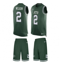 Men's Nike New York Jets #2 Zach Wilson Green Team Color Stitched NFL Limited Tank Top Suit Jersey