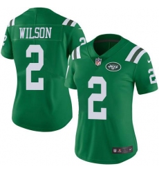 Women's Nike New York Jets #2 Zach Wilson Green Stitched NFL Limited Rush Jersey