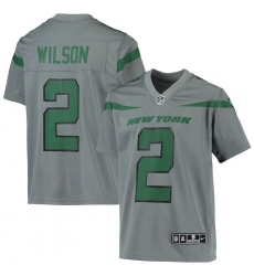 Youth New York Jets #2 Zach Wilson Nike Gray Inverted Team Game Jersey