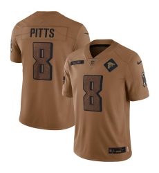 Men's Atlanta Falcons #8 Kyle Pitts Nike 2023 Salute To Service Limited Jersey - Brown