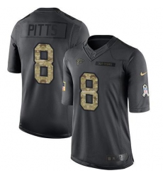 Men's Nike Atlanta Falcons #8 Kyle Pitts Black Stitched NFL Limited 2016 Salute To Service Jersey