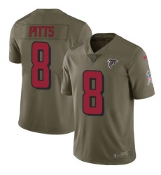 Men's Nike Atlanta Falcons #8 Kyle Pitts Olive Stitched NFL Limited 2017 Salute To Service Jersey