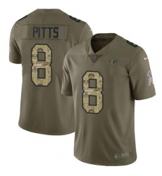 Men's Nike Atlanta Falcons #8 Kyle Pitts OliveCamo Stitched NFL Limited 2017 Salute To Service Jersey