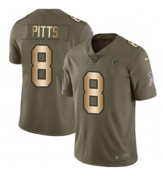 Men's Nike Atlanta Falcons #8 Kyle Pitts OliveGold Stitched NFL Limited 2017 Salute To Service Jersey