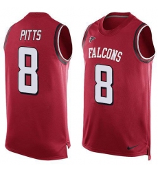 Men's Nike Atlanta Falcons #8 Kyle Pitts Red Team Color Stitched NFL Limited Tank Top Jersey