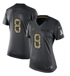 Women's Nike Atlanta Falcons #8 Kyle Pitts Black Stitched NFL Limited 2016 Salute To Service Jersey