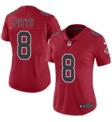 Women's Nike Atlanta Falcons #8 Kyle Pitts Red Stitched NFL Limited Rush Jersey