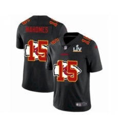 Men's  Kansas City Chiefs #15 Patrick Mahomes Black 2021 Shadow Logo Bowl LV Jersey