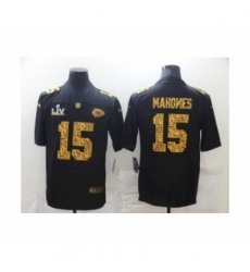 Men's  Kansas City Chiefs #15  Patrick Mahomes Black Leopard Super Bowl LV Jersey