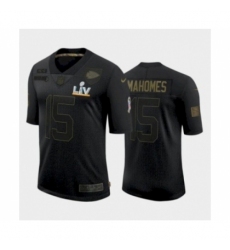 Men's  Kansas City Chiefs #15 Patrick Mahomes Black Salute to Service Bowl LV Jersey