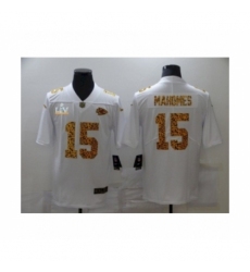 Men's  Kansas City Chiefs #15 Patrick Mahomes White Leopard Super Bowl LV Jersey