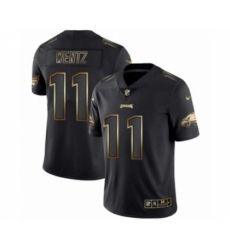 Men Philadelphia Eagles #11 Carson Wentz Black Golden Edition 2019 Vapor Untouchable Limited Jersey