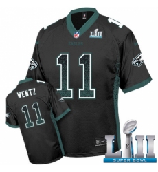 Men's Nike Philadelphia Eagles #11 Carson Wentz Elite Black Drift Fashion Super Bowl LII NFL Jersey