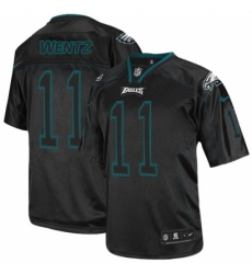 Men's Nike Philadelphia Eagles #11 Carson Wentz Elite Lights Out Black NFL Jersey