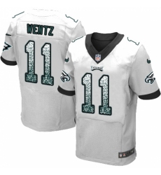 Men's Nike Philadelphia Eagles #11 Carson Wentz Elite White Road Drift Fashion NFL Jersey