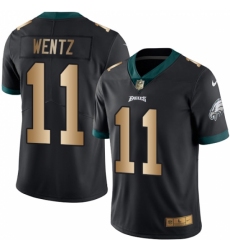 Men's Nike Philadelphia Eagles #11 Carson Wentz Limited Black/Gold Rush NFL Jersey