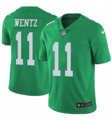 Men's Nike Philadelphia Eagles #11 Carson Wentz Limited Green Rush Vapor Untouchable NFL Jersey