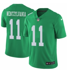 Men's Nike Philadelphia Eagles #11 Carson Wentz Limited Green Rush Vapor Untouchable Wentzylvania NFL Jersey