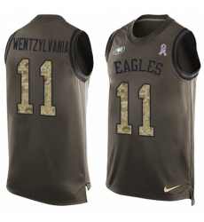 Men's Nike Philadelphia Eagles #11 Carson Wentz Limited Green Salute to Service Tank Top Wentzylvania NFL Jersey