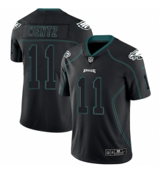 Men's Nike Philadelphia Eagles #11 Carson Wentz Limited Lights Out Black Rush NFL Jersey