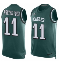 Men's Nike Philadelphia Eagles #11 Carson Wentz Limited Midnight Green Player Name & Number Tank Top Wentzylvania NFL Jersey