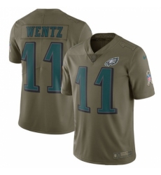 Men's Nike Philadelphia Eagles #11 Carson Wentz Limited Olive 2017 Salute to Service NFL Jersey