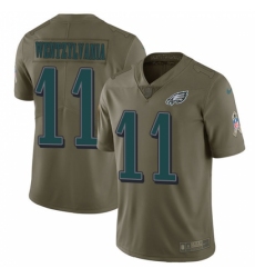 Men's Nike Philadelphia Eagles #11 Carson Wentz Limited Olive 2017 Salute to Service Wentzylvania NFL Jersey