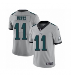 Men's Philadelphia Eagles #11 Carson Wentz Limited Silver Inverted Legend Football Jersey